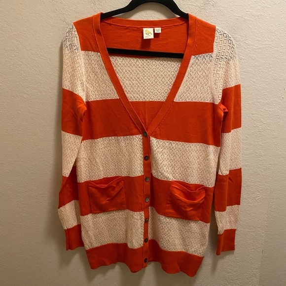 Anthropologie Little Yellow Bird Striped Crochet Cardigan Size M New W/O Tag - Picture 3 of 9